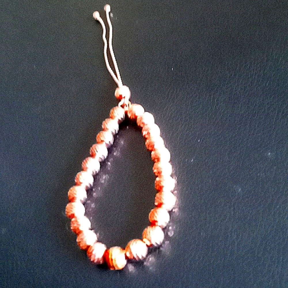 ROSE GOLD OVER STERLING SILVER BOLO SLIDE BEAD BRACELET